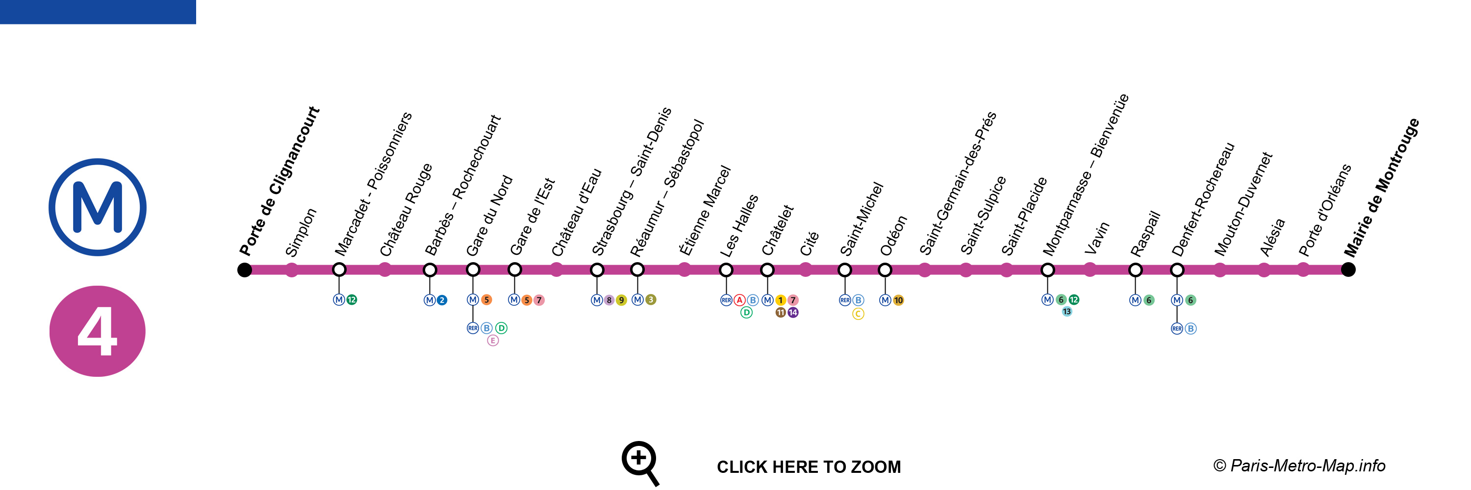 Paris metro line 4 map