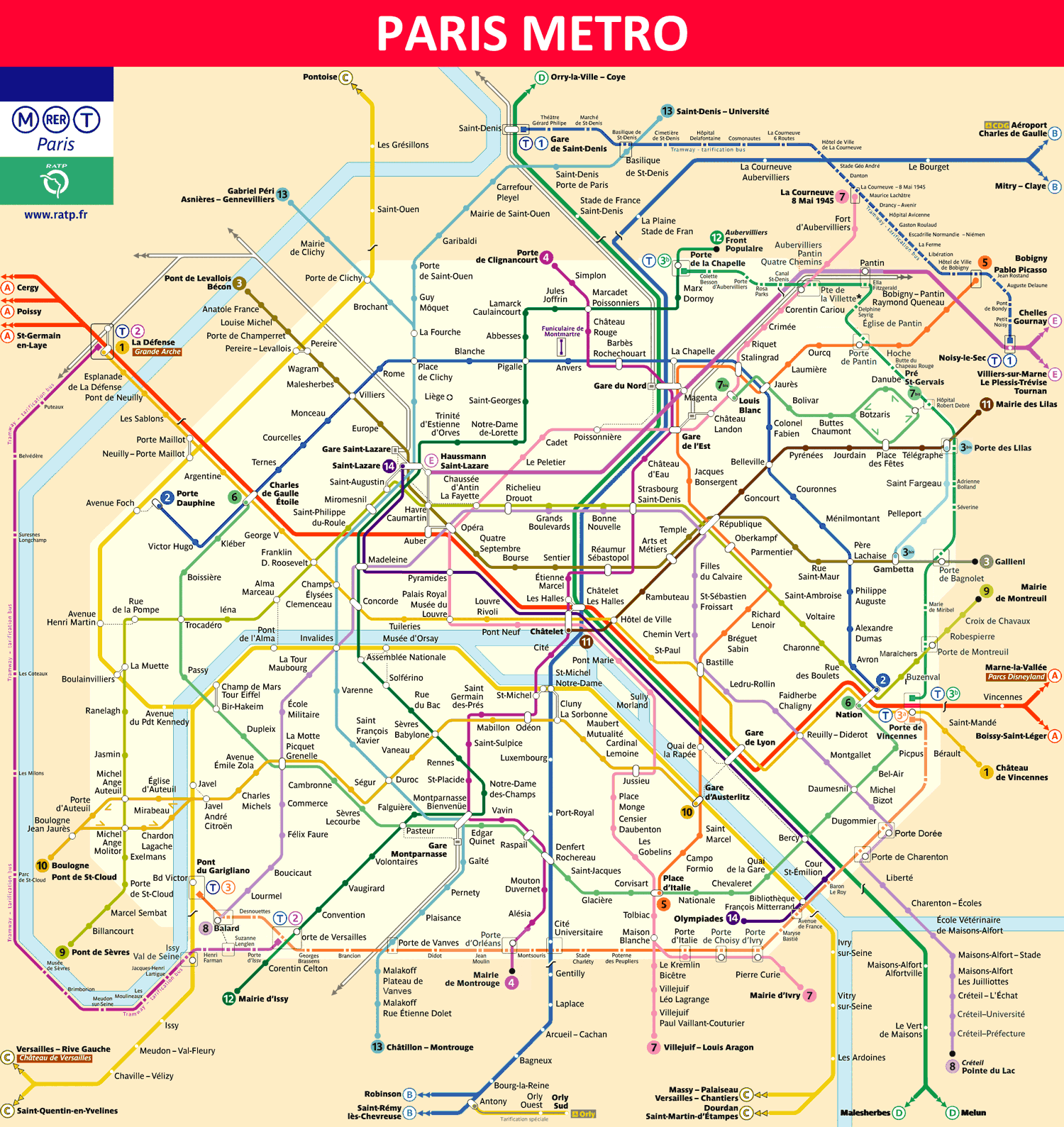 Printable Paris Metro Map